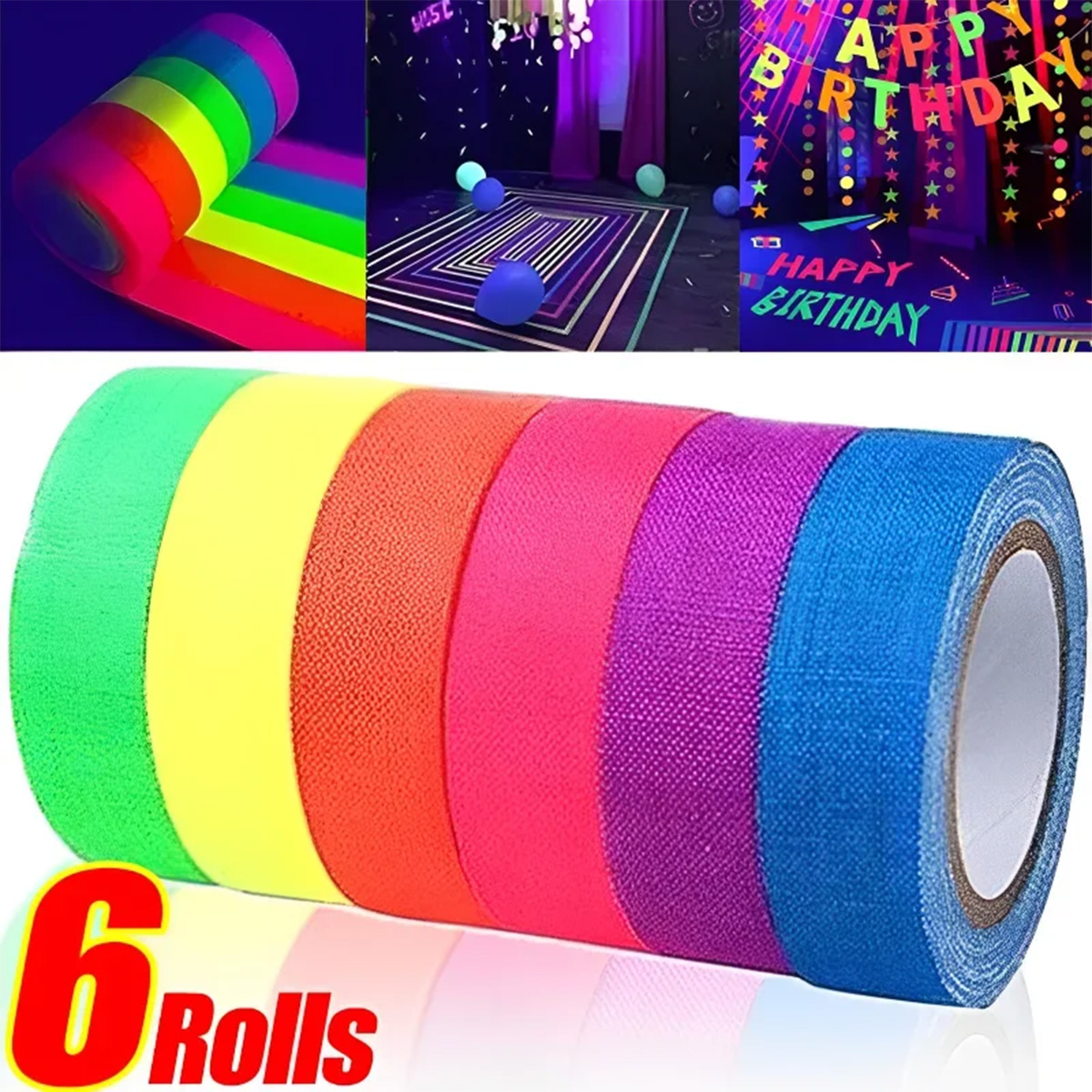 Woodworking Uv Light - 6-Pack Neon Fluorescent Tape Set 6