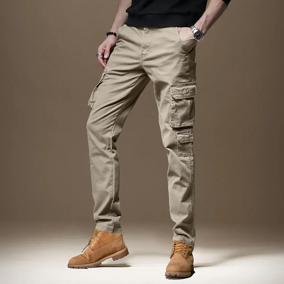 Woodworking Brand - Trousers Man Black Slim Cargo Pants