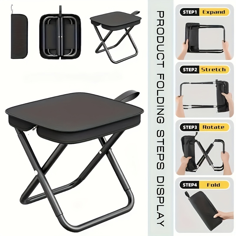 Woodworking Outdoor Furniture - Lightweight Compact Folding Camping Stool Portable