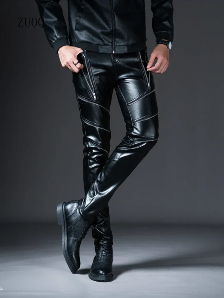 Woodworking Brand - New Winter Mens Skinny Biker Leather