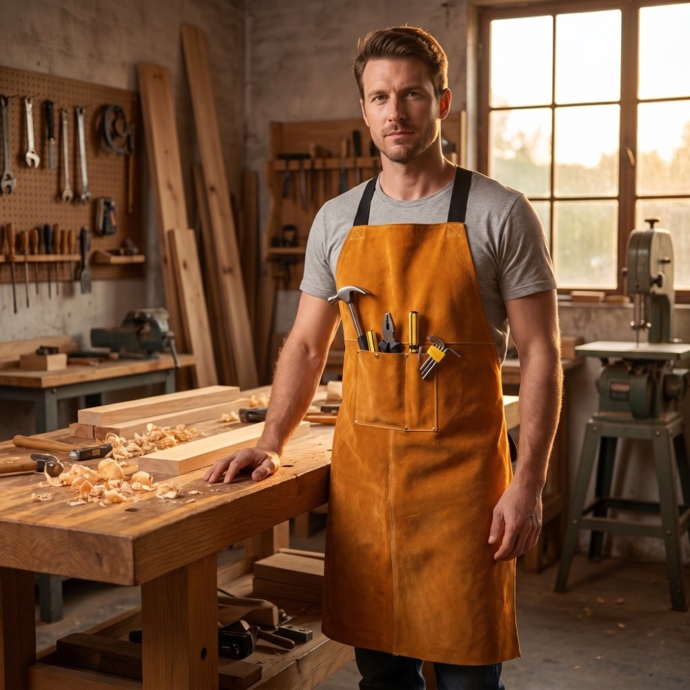 Orange Thick Cowhide Welding A - огляд і ціна Woodworking Apron